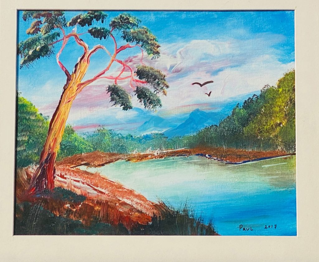 River and tree painting